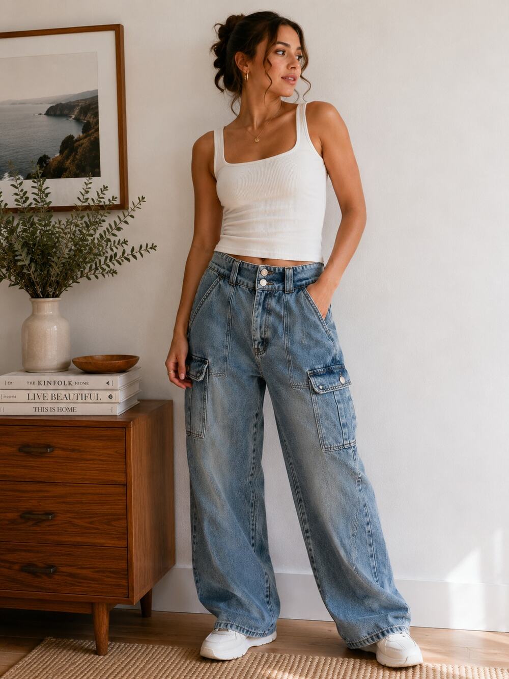 TVR Jeans Vintage Y2K Cargo Jeans Size 30 Baggy Utility Denim ✨